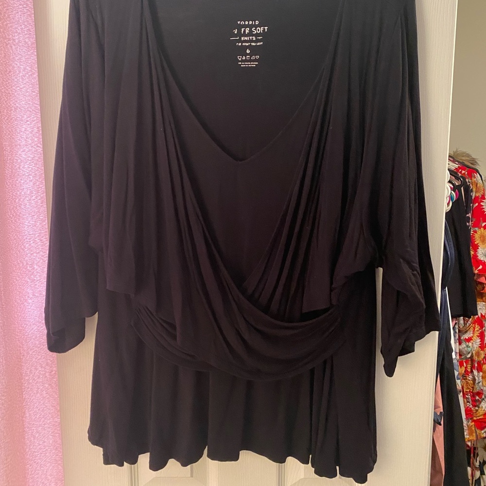 Black faux wrap shirt torrid 6
